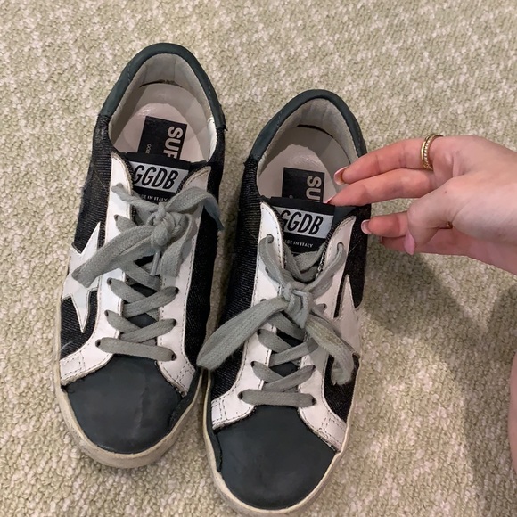 GOLDEN GOOSE GRAY DENIM SUPERSTAR SNEAKERS - Picture 4 of 8